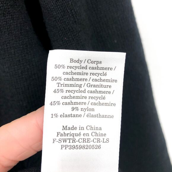 Everlane Womens The Classic Crew Sweater Small Black Cashmere Long Sleeve NWT - Picture 11 of 11